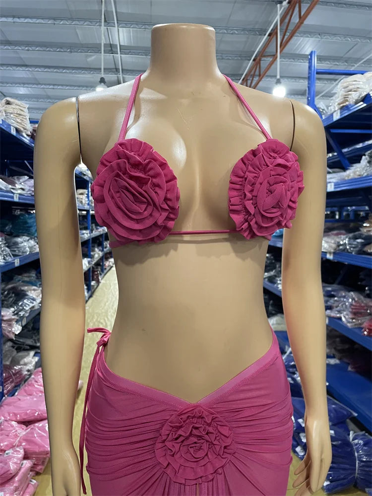 New CY901272 Bikini Set Woman Summer Vacations Beach Dressing Cute Three Pieces Set Wholesale 2025