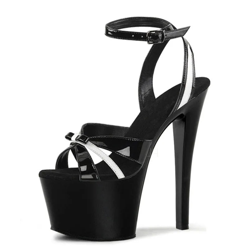 17cm Thin Heel Red Stripper Shoes Nightclub Sexy Platform Pole Dance High Heels Summer Leaky Toe Large Sandals
