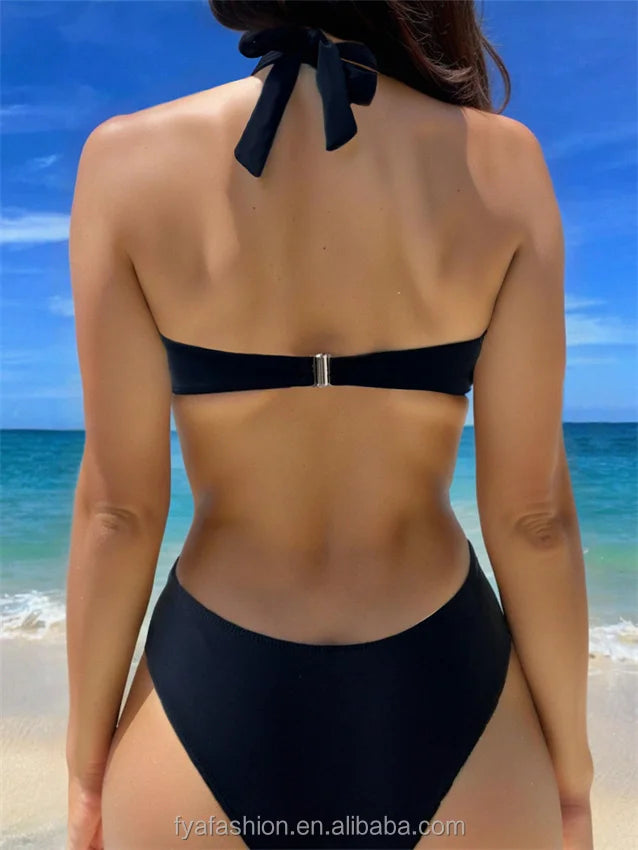 Kundenspezifischer Tube Top Brasilien Sexy Heißer Neckholder Bikini Zweiteiliger Badeanzug Sexy Reife Bikini Mädchen Bandeau Bügel Bademode
