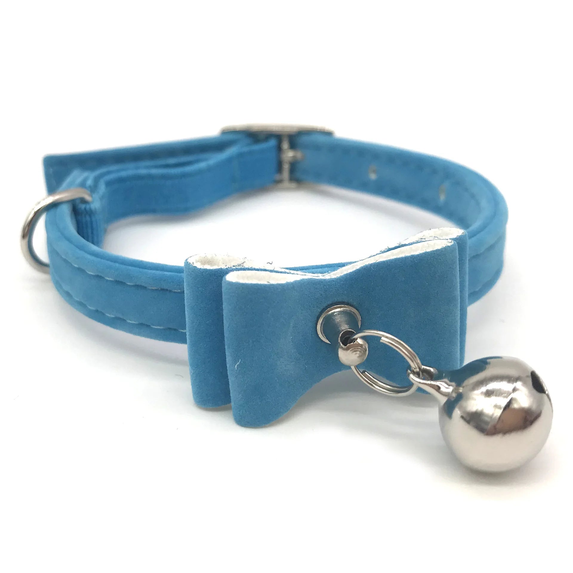 Collare elastico di sicurezza per gatti Papillon con campana Collare per cani di piccola taglia Velluto morbido e sicuro 6 colori Collana con papillon per gattini Forniture per animali domestici
