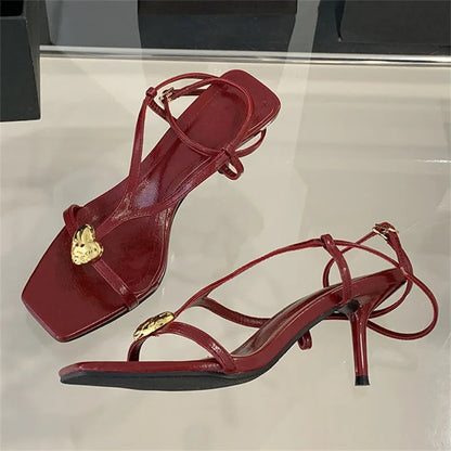 2025 Designer Customized Women's Comfortable Open Toed Red High Heels Sandals Wedding Shoes