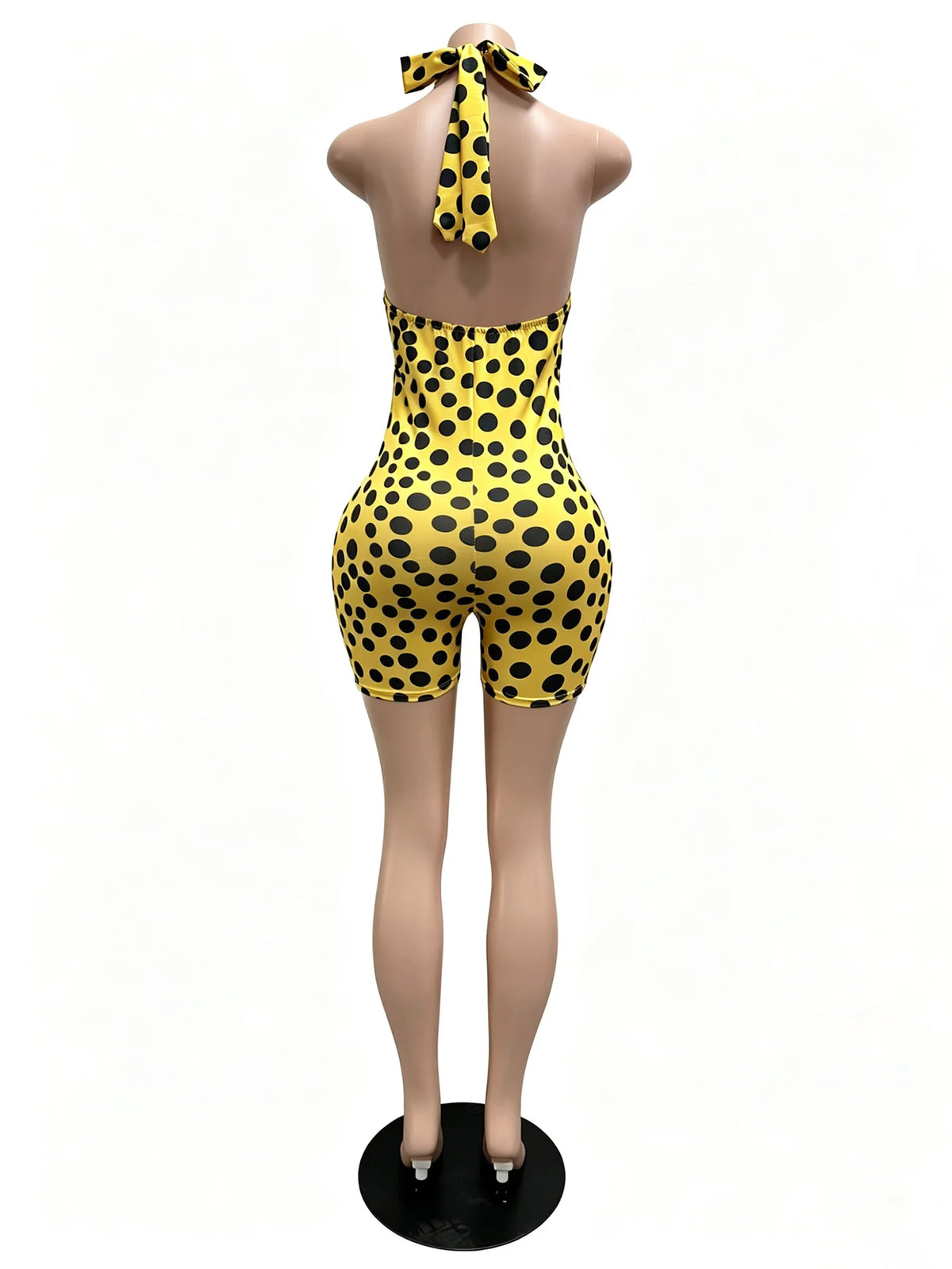 Summer Clothing Dot Printed Boutique Vendors Sexy Halter Collar Short Jumpsuit Custom logo Jumpsuit for Women
