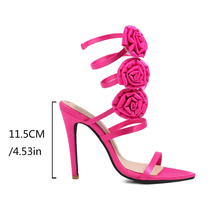 Chaussure Dame Wrap Around Straps Flower SummerTrendy Women Sandals 2024 Heels