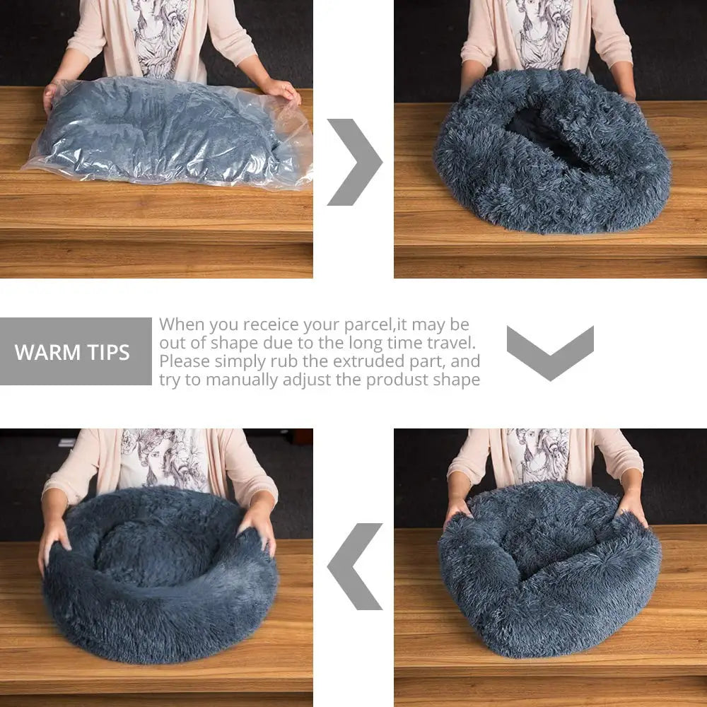 40-90cm 6 Sizes Round Pet Bed for Large Dog Bed Super Soft Cat Bed Plush Dog House for Medium Dog House Winter Warm Sleeping