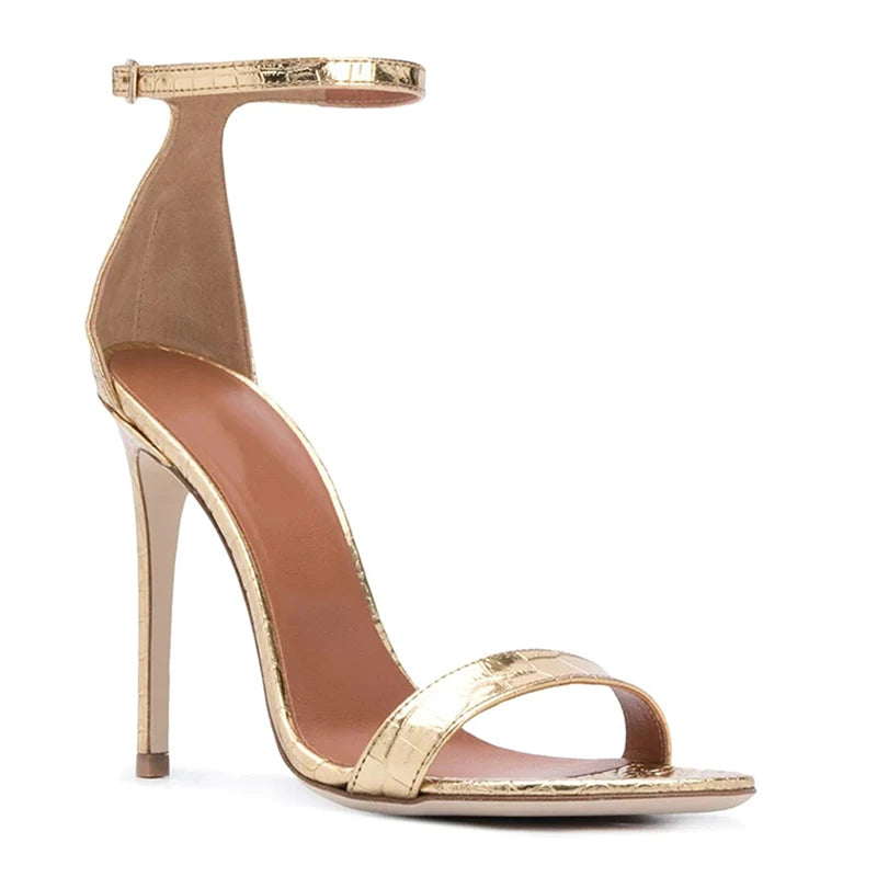 Plus Size Fashion Stiletto Heel Buckle Strap Women Sandals Elegant Open Toe High Heels for Ladies