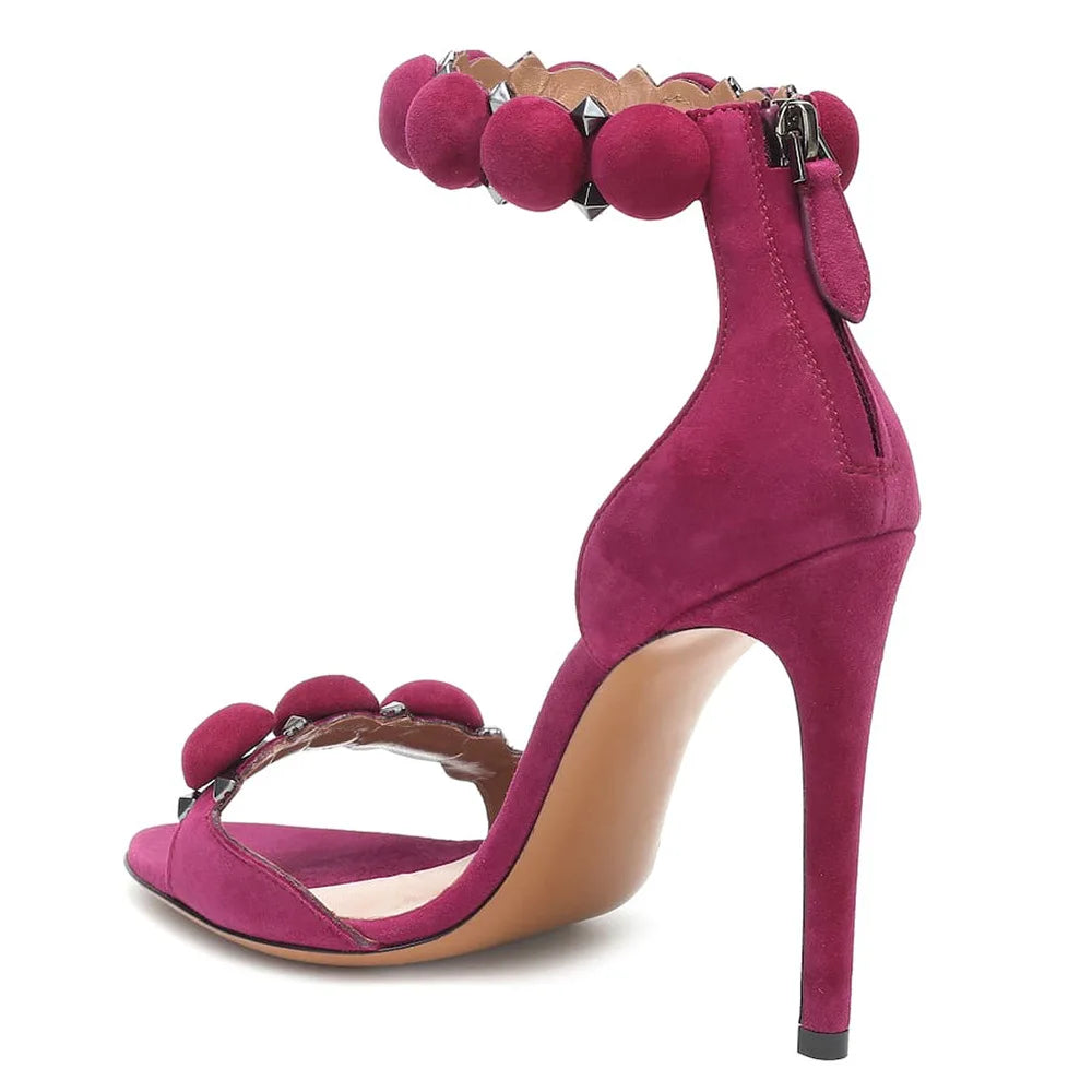 Sandales à talons hauts originales pour femmes en PU, grande taille, rehaussantes, avec rivets, design ouvert, sexy, pantoufles montantes pour l'été