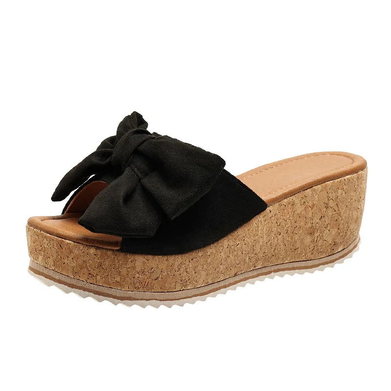 Sandales d'été compensées à semelle intérieure en PU tendance pour femmes, grande taille, vente en gros