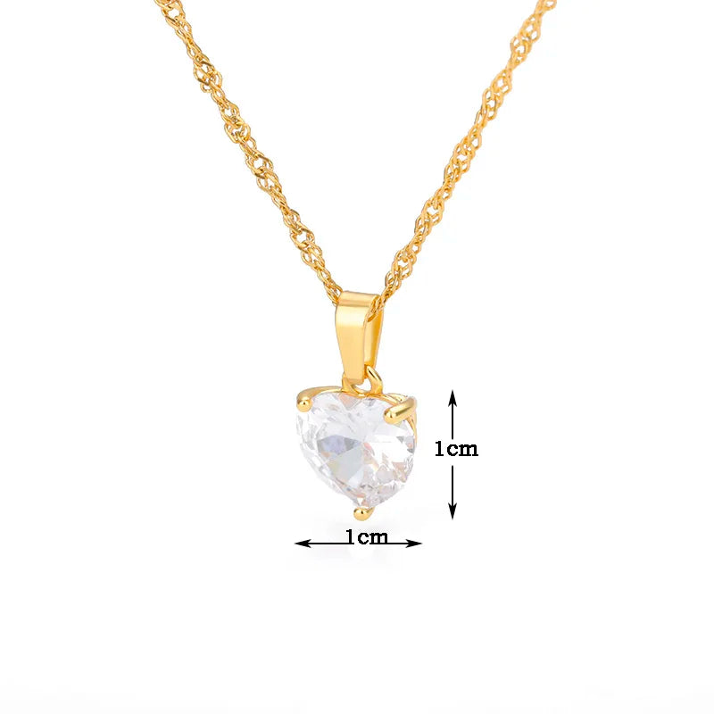 Collane a cuore per donna Collana girocollo in acciaio inossidabile placcato oro con zirconi a forma di cuore Collana girocollo Gioielli Boho da sposa Regalo Femme