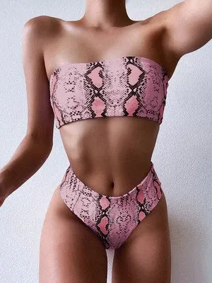 Sexy Bandeau Bikinis Damen Badeanzug Push Up Bademode Print Bikini Set Weibliche Brasilianische Bikinis Strandmode Sommer High Waist Swim