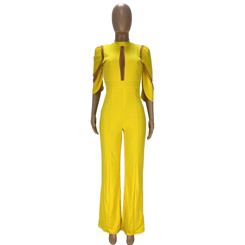 Liu Ming Women's Sexy Mesh Patchwork Bodycon Bodysuit Color Overalls Playsuit for Night Club Party Jumpsuit for Summer