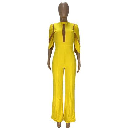 Liu Ming Women's Sexy Mesh Patchwork Bodycon Bodysuit Color Overalls Playsuit for Night Club Party Jumpsuit for Summer