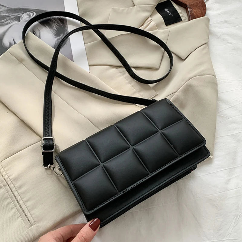 Nuove borse a tracolla moda tinta unita borsa a tracolla da viaggio femminile plaid piccole borse a tracolla in pelle PU per donna