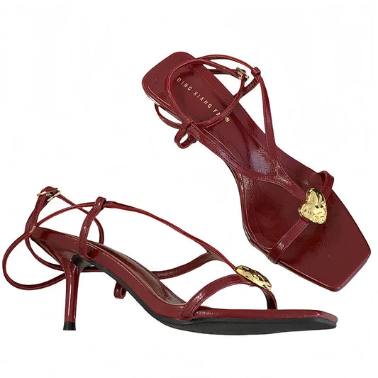2025 Designer Customized Women's Comfortable Open Toed Red High Heels Sandals Wedding Shoes