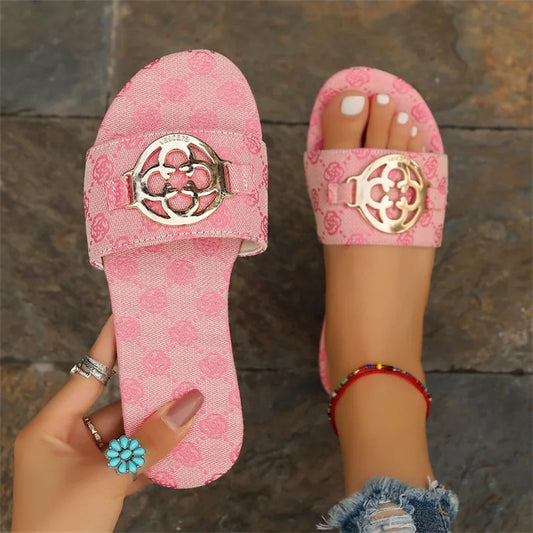Women's Lightweight Beach Sandals Plus Size Thick Bottom Metal Buckle for Slippers Trade Quality for Slippers for Ladies