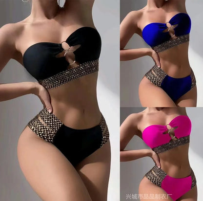 2pcs Sexy Women Summer Swimwear Bikini Set Bra METAL FITTIN G-String Thong Beach Suit Swimsuit Bathing Suit Swimming Suit 2130