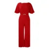 D3276 Loose Fit Fashion Overall mit Rundhalsausschnitt, hohem Bund, weitem Bein im afrikanischen Stil, aus Canvas-Stoff