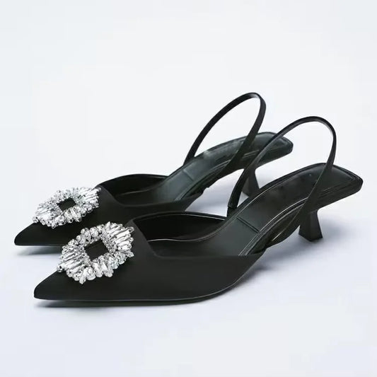 Large Crystal Heel slippers for Women with Transparent Band Leopard Print Sandals for Women and Women with High Heels