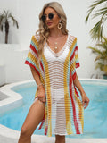 Hersteller Maßgeschneiderte Tunika Bademode Cover V-Ausschnitt Gehäkelte Strickstrandmode Badeanzug Bikini Kimono Strandkleid für Damen