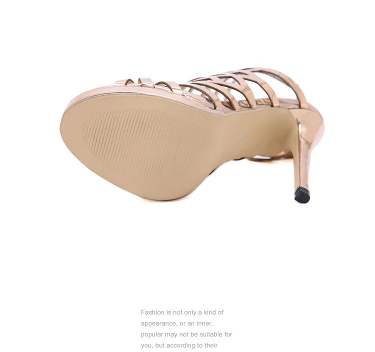 2025 Classic Comfortable High Heel Women's Summer Sandals Hollow Metal Street Shot Long-Term in Stock Open Back Counter Type