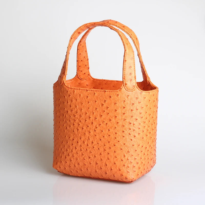 XMESSUN Borsa da donna retrò elegante con motivo struzzo da donna Moda retrò 2026 Nuova borsa con manico superiore per le vacanze estive al mare