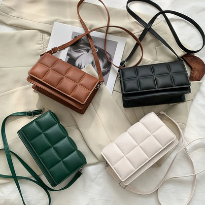 Nuove borse a tracolla moda tinta unita borsa a tracolla da viaggio femminile plaid piccole borse a tracolla in pelle PU per donna