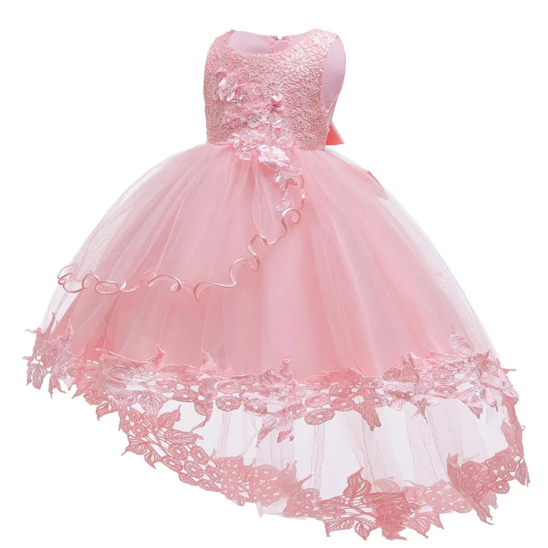 Abiti bianchi da battesimo per bambine, in pizzo, stile principessa, per il primo compleanno, feste di matrimonio, abito lungo con strascico, vestito per neonate, Vestidos