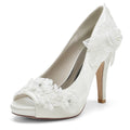 2025 Model Women's High-heeled Waterproof Platform Pointed-toe Shallow-mouth Pearl Embroidered Shoes Heels Sandals