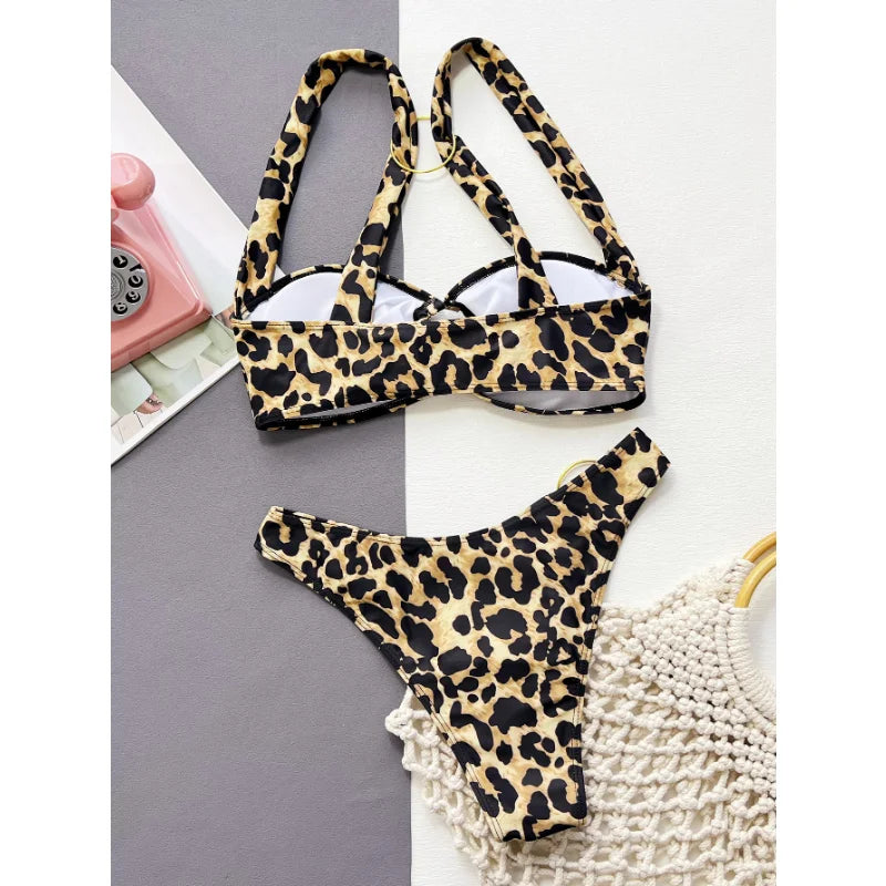 2023 New High Quality Womens Leopard Sexy Brazilian Micro Swimsuit Swimwear Bikini & Beachwear