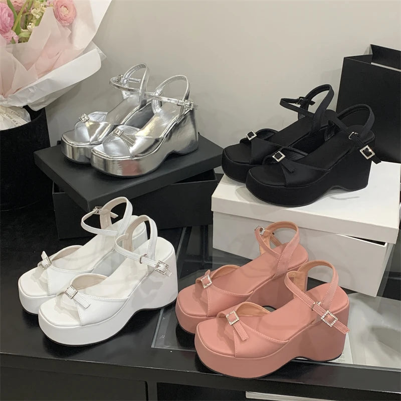 Sandales Femme à Bout Ouvert, Nouveaux Chaussures de Mariage d'Été pour Mariée, à la Mode, Bout Fermé, Bout Pointu Ouvert, Plateforme, Doublure en Maille, Printemps
