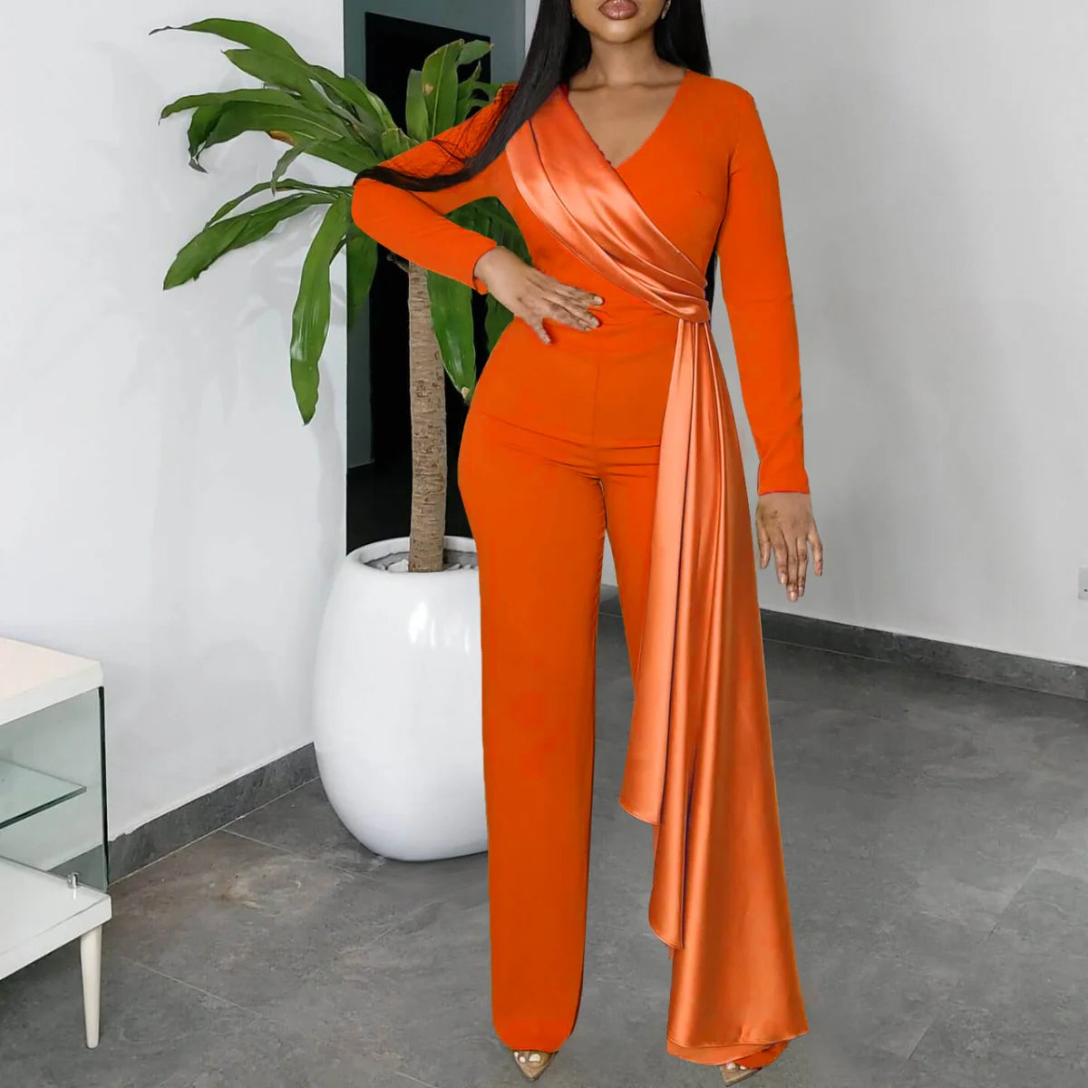 Cy9007 Fashion Ladies Elegant Slim-fit Jumpsuit Solid Color Jumpsuit Slim Fit Single Shoulder Wide Leg Pants for Women