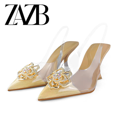 ZAZB Marque sur mesure Cuir Talons Hauts Chaussures pour femmes Sandales Mince Sexy Mariage Mariée Élégant Dames et Chaussures Pour Femmes