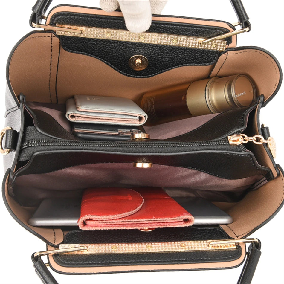 Borse di lusso in morbida pelle Borse da donna Designer 3 strati Borsa a tracolla con tracolla Sac Borsa da donna per lo shopping di grande capacità