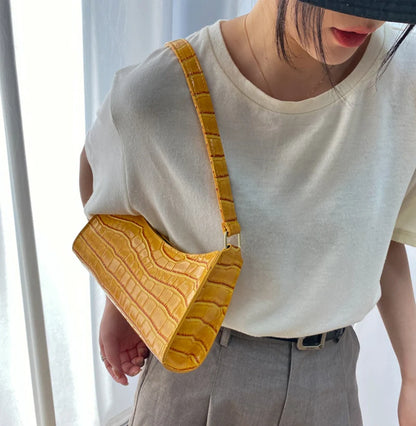 Borse in pelle PU moda per donna Borsa da ascella modello alligatore Borsa da donna piccola borsa a tracolla sotto le ascelle