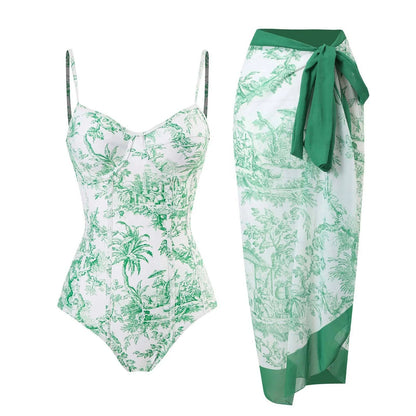 2023 Neue Trendige Bademode mit Strand-Sarong Strandbekleidung Set Vintage Badeanzug Bikinis Bikinis & Strandmode Bikini Set
