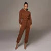 Combinaison Femme en Coton Uni à Manches Longues, Mode Décontractée, Combinaison Solide, Vêtements de Loisirs Printemps 2022