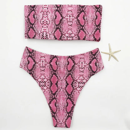Sexy Bandeau Bikinis Damen Badeanzug Push Up Bademode Print Bikini Set Weibliche Brasilianische Bikinis Strandmode Sommer High Waist Swim