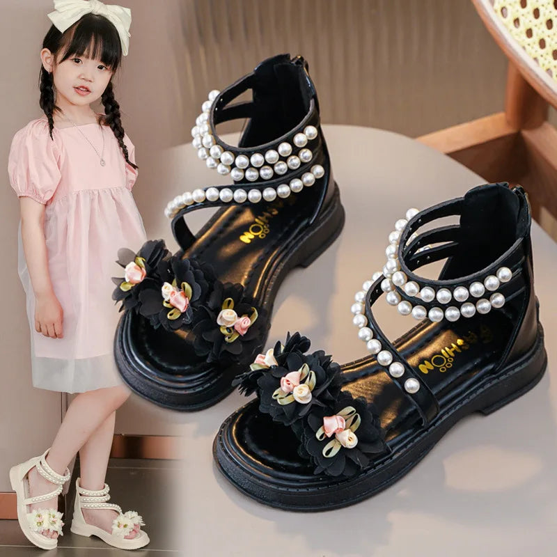 Girls' Sandals Summer Fashion Princess Shoes Summer New Open Toe Little Girl Student Roman Shoes