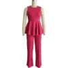 L394 Latest Design Summer Jumpsuit Women Lapel Collar Pocket Loose Waist Wide Leg Sleeveless Jumpsuit for Ladies