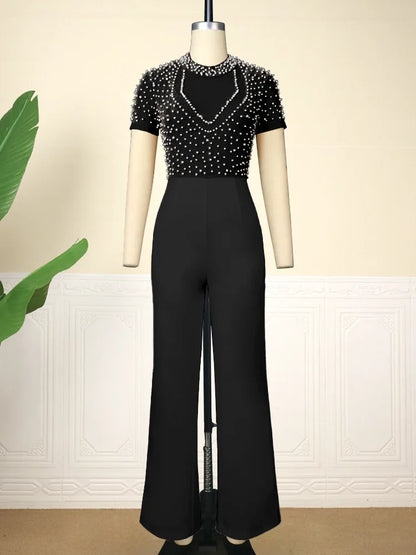 D3298 Latest Design Autumn Jumpsuit Women Elegant Solid Color Slash Neck Wide Leg Jumpsuit for Ladies