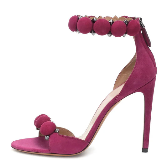Spring's Original High Heeled Women's PU Sandals Plus Size Height Increasing Rivet Open Design Sexy High Top Slippers for Summer