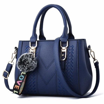 Borse a tracolla ricamate Borse da donna in pelle Borse da donna Sac a Main Borsa a mano con palla per capelli da donna