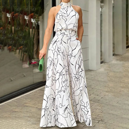 2025 Elegant Formal Wide Leg Jumpsuit for Ladies Sleeveless Halter JumpSuits