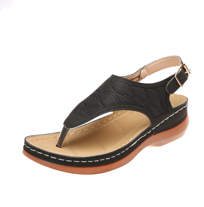 Women's Plus Size Summer Flat Sandals Roman Buckle Design Height Increasing Outdoor Stock Wholesale