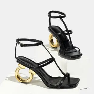 2024 New European American Style Sandals for Women Sexy Peep Toe Roman Pumps with Thin Heels and Buckle Strap Open Toe Design