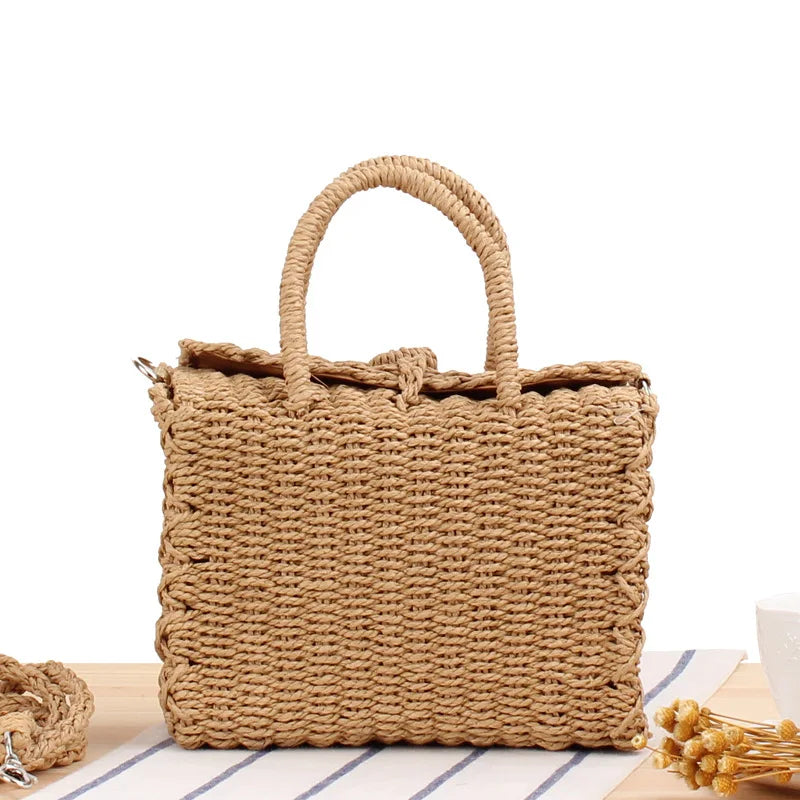 Gusure Ladies Summer Straw Woven Crossbody Bags Casual Small Hasp Shoulder Bag rafia Square Rattan Messenger Bag borse borsa