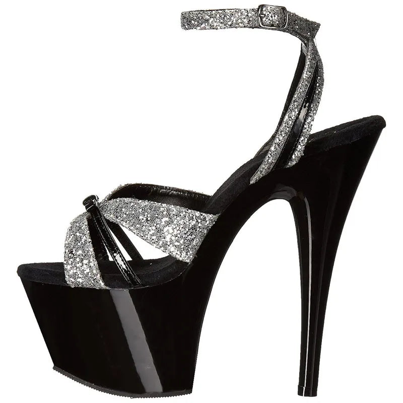 17cm Thin Heel Red Stripper Shoes Nightclub Sexy Platform Pole Dance High Heels Summer Leaky Toe Large Sandals