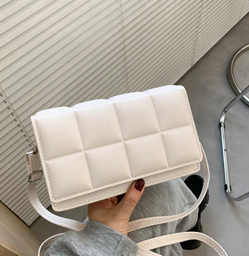 Nuove borse a tracolla moda tinta unita borsa a tracolla da viaggio femminile plaid piccole borse a tracolla in pelle PU per donna