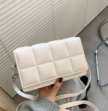 Nuove borse a tracolla moda tinta unita borsa a tracolla da viaggio femminile plaid piccole borse a tracolla in pelle PU per donna