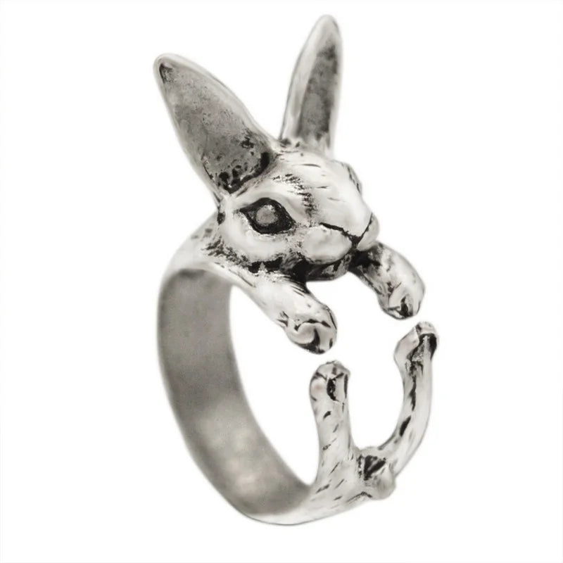 Anelli di apertura a forma di gatto della fortuna carina per le donne Colore argento Vintage rana rospo animale delicato anello di barretta ragazza gioielli di moda