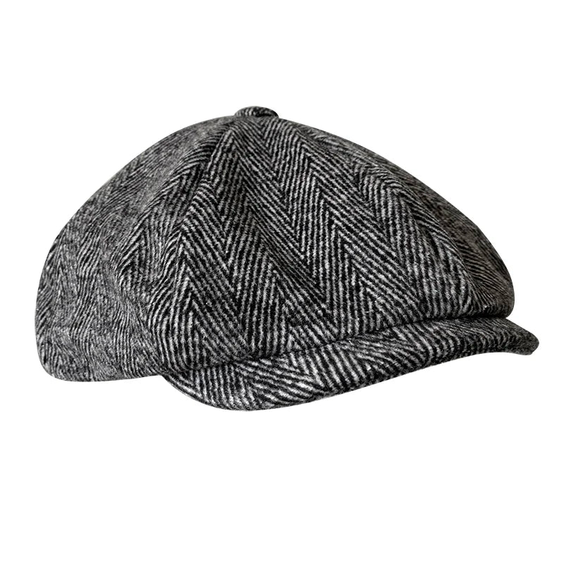 Berretto di lana per uomo Gatsby Cappello Autunno Inverno Uomo Berretti piatti Grigio a spina di pesce Berretti strillone Maschile Sombreros De Hombre Berretti NM01-2